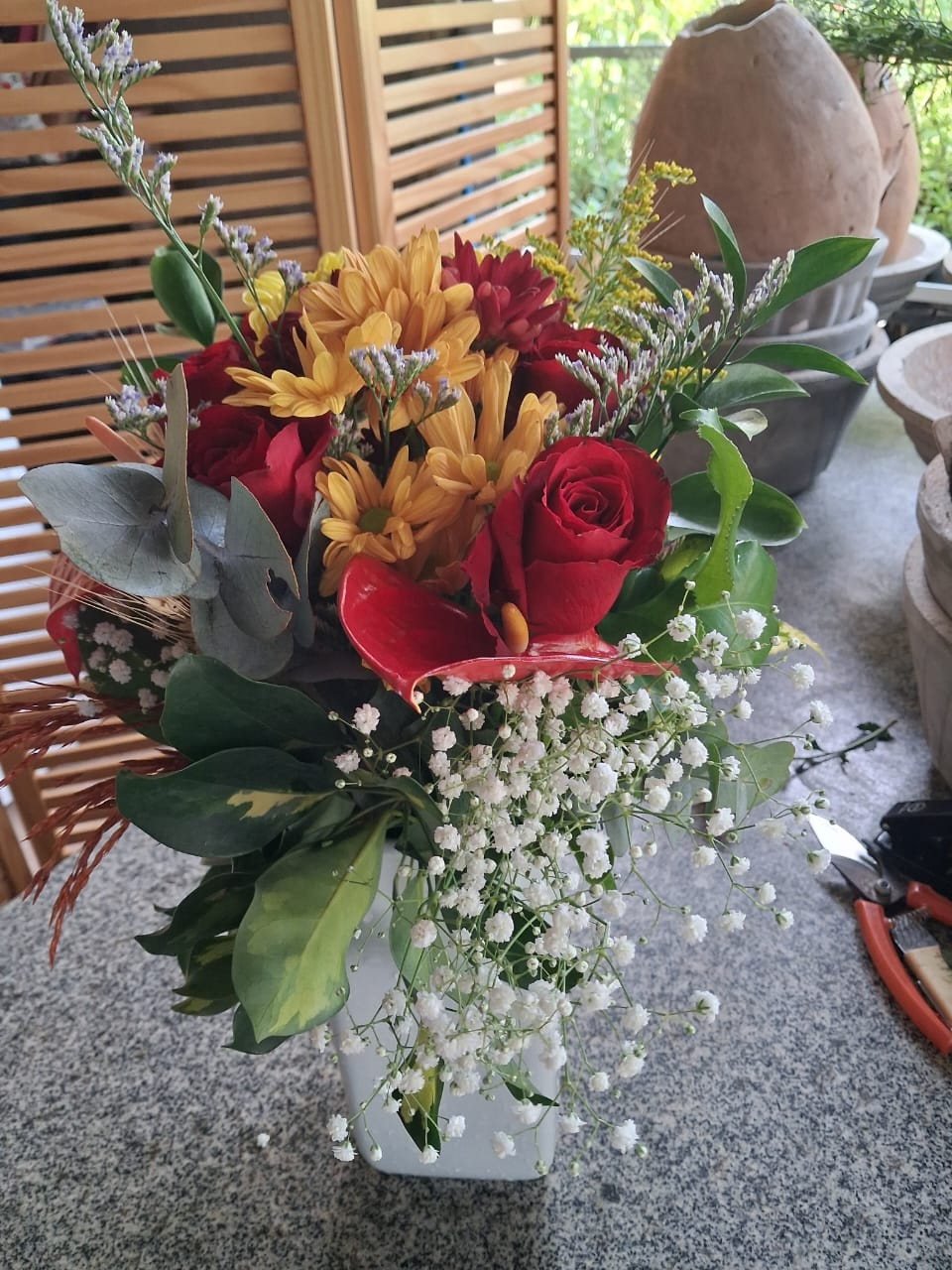 Arranjo Rosas no Vaso